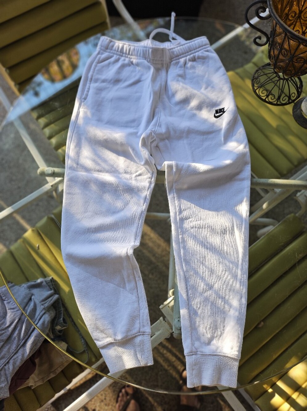 Nike Women's Soft Cotton Poly White Fleece Jogger Sweatpants S